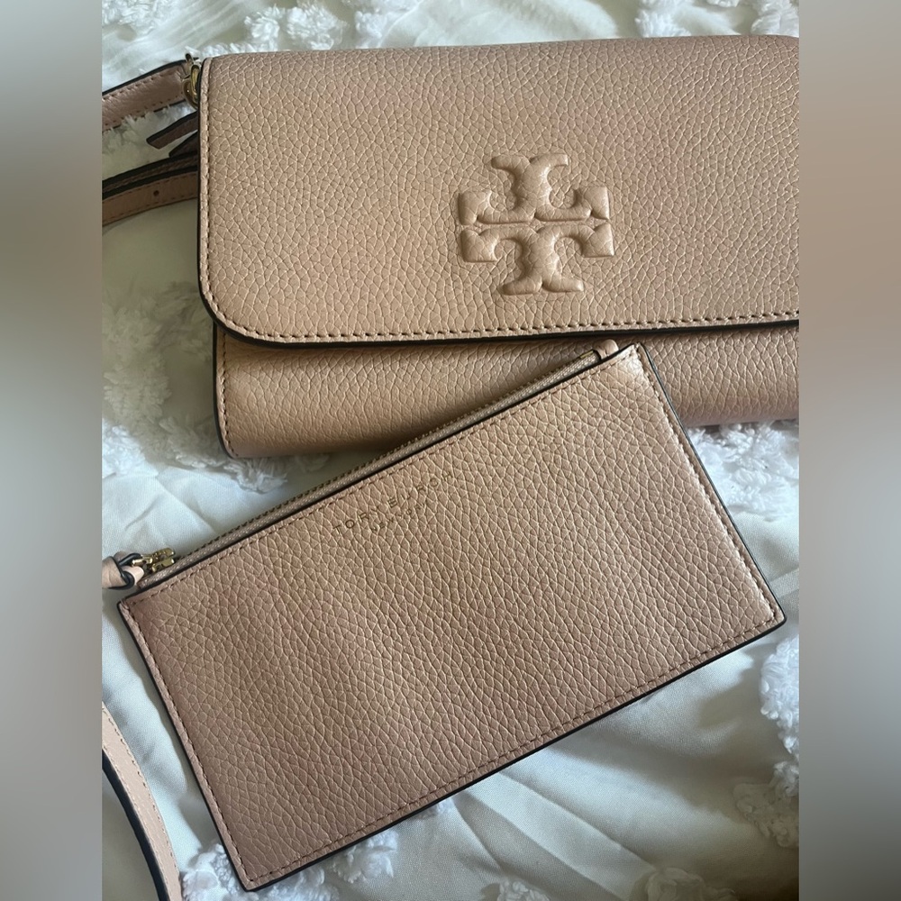Tory Burch Pebbled Leather Crossbody in Blush Tan